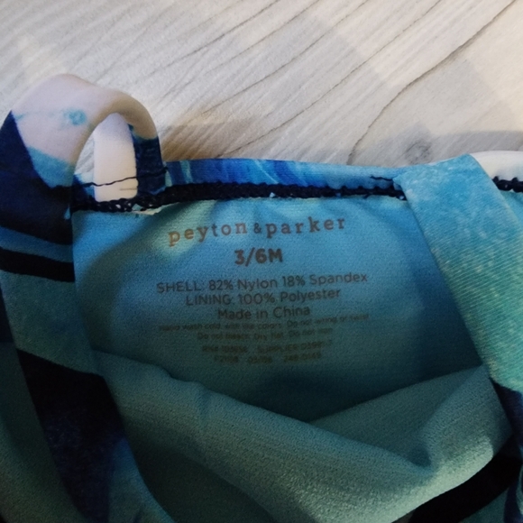 Peyton and Parker Blue marble cross strap swimsuit for baby Size 3-6 mo NWT - Picture 9 of 11